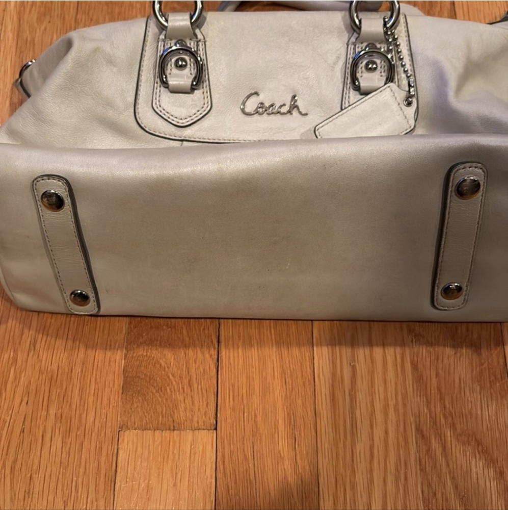 Coach Ashley Gray/Silver Leather Satchel - Picture 6 of 10